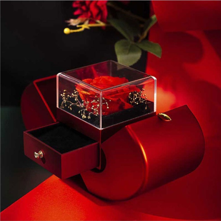 Red Apple Rose Jewelry Box – Heart Necklace Gift Set - Image 2
