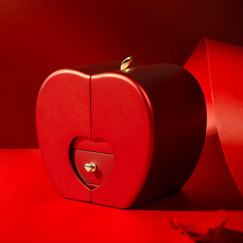 Red Apple Rose Jewelry Box – Heart Necklace Gift Set - Image 5