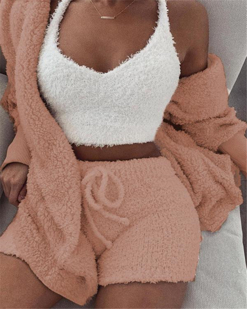 Women’s 3 Piece Loungewear – Long Sleeve Top & Shorts Set - Image 6