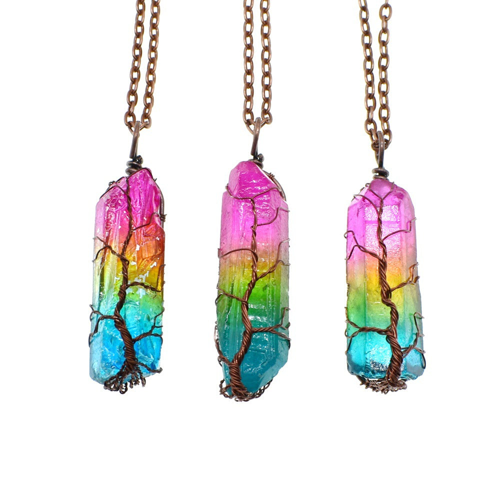 Crystal Pillar Necklace – Tree of Life Fashion Pendant - Image 6