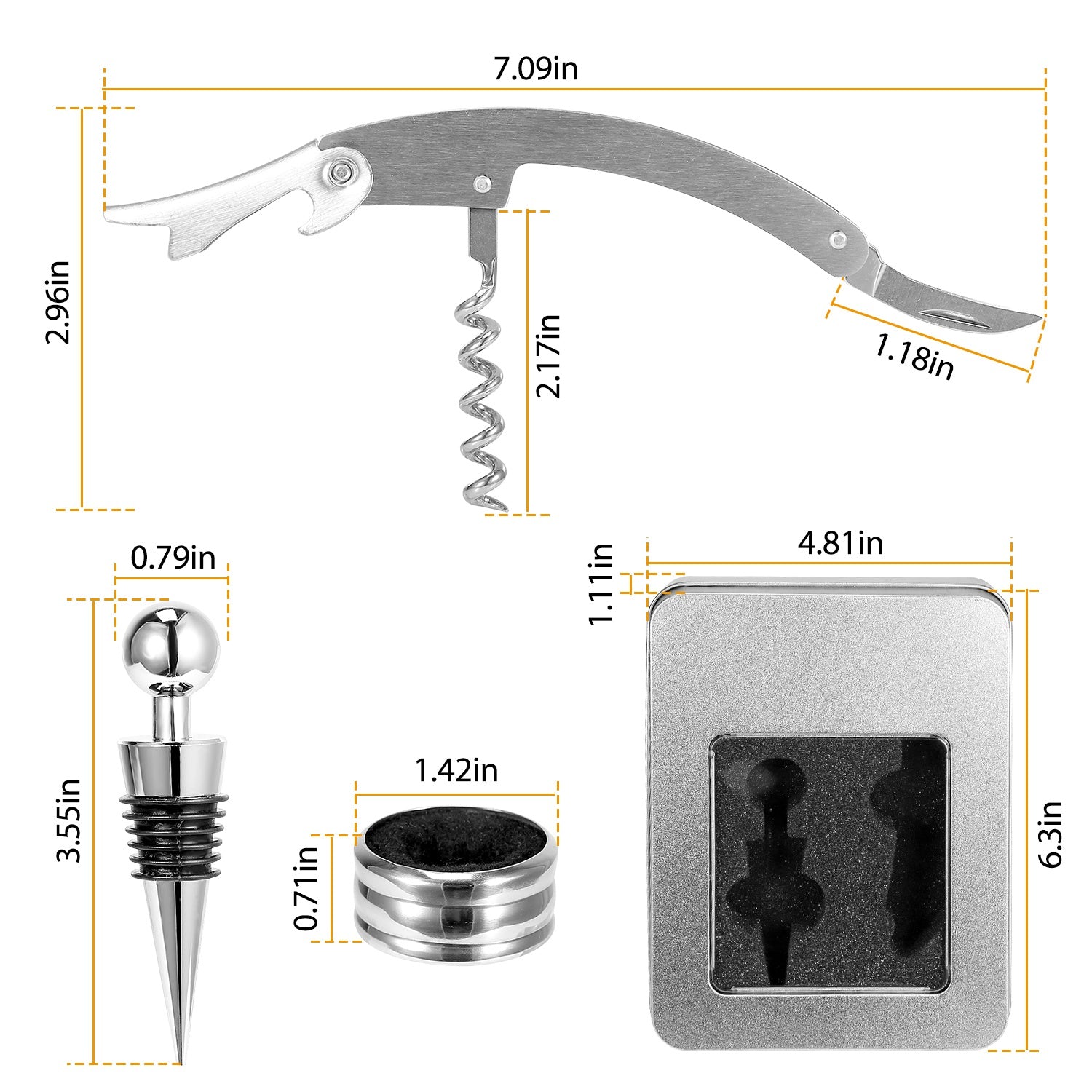 3-Piece Wine Opener Set – Corkscrew Foil Cutter & Stopper - Image 4