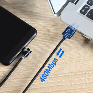 Magnetic LED Charging Cable – USB to USB-C Fast Charger