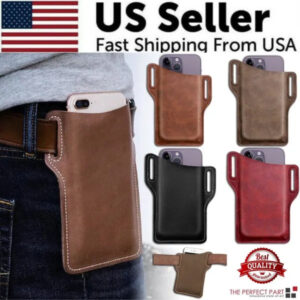 Men’s Phone Belt Pouch – Leather Waist Holster Case