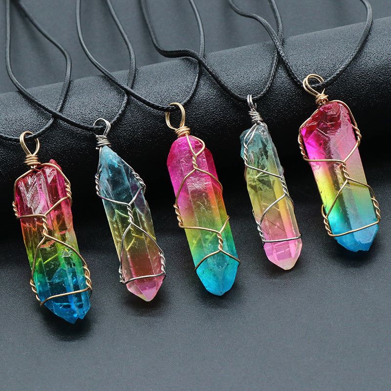 Crystal Pillar Necklace – Tree of Life Fashion Pendant - Image 4