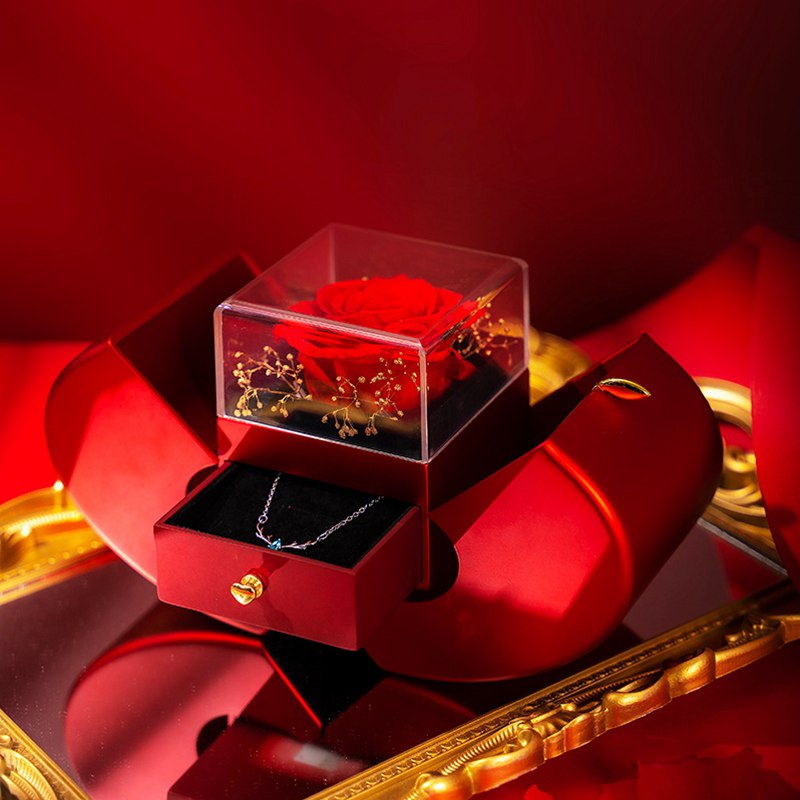 Red Apple Rose Jewelry Box – Heart Necklace Gift Set - Image 7