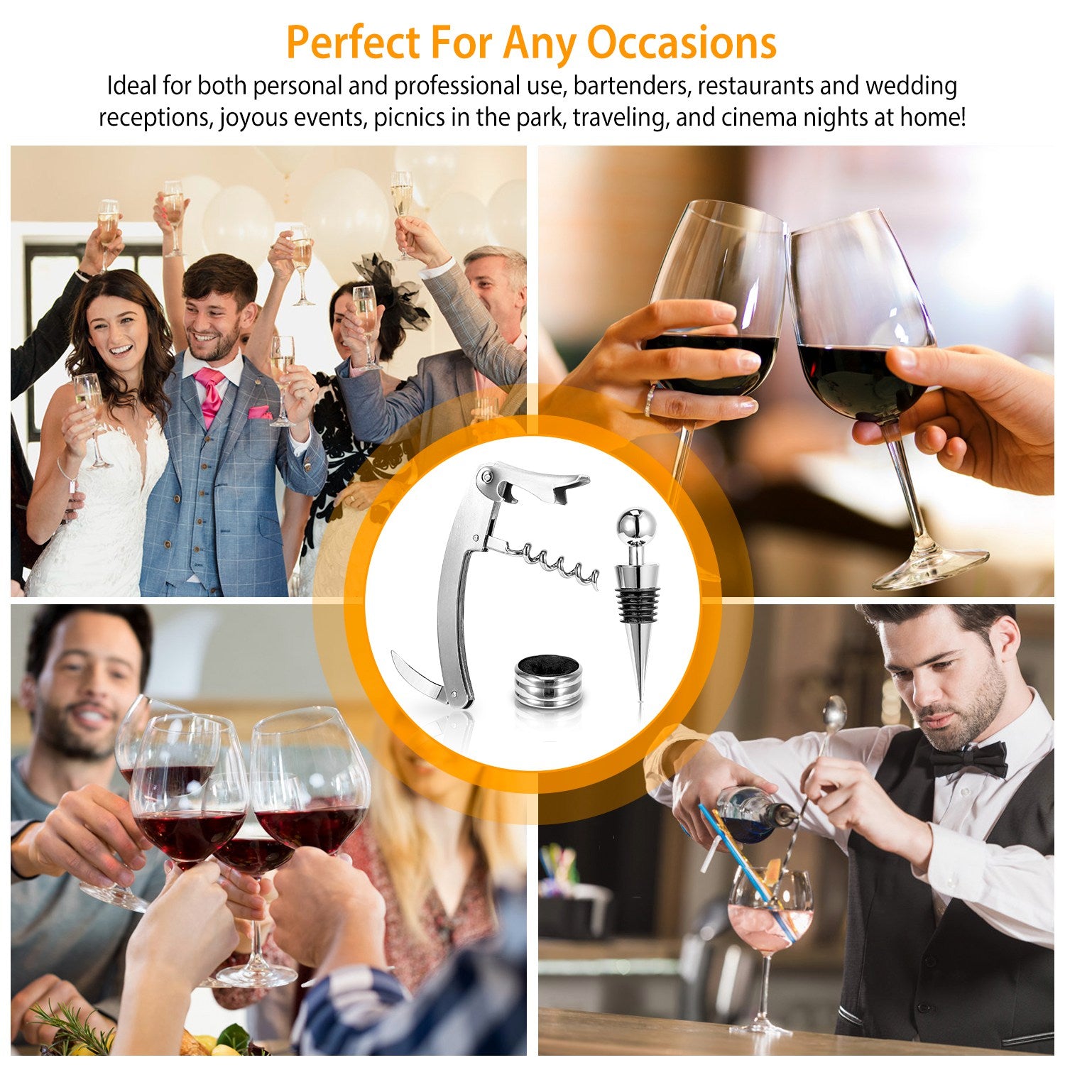 3-Piece Wine Opener Set – Corkscrew Foil Cutter & Stopper - Image 6