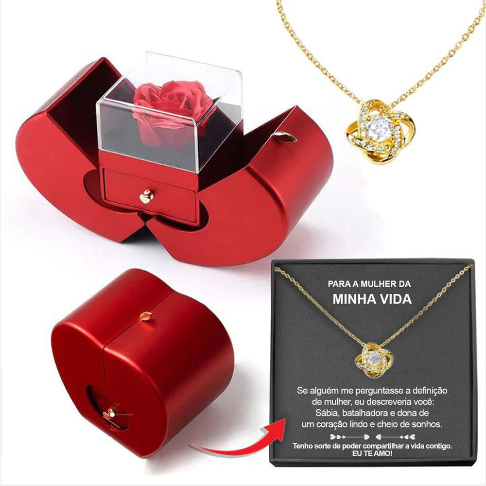 Red Apple Rose Jewelry Box – Heart Necklace Gift Set - Image 18