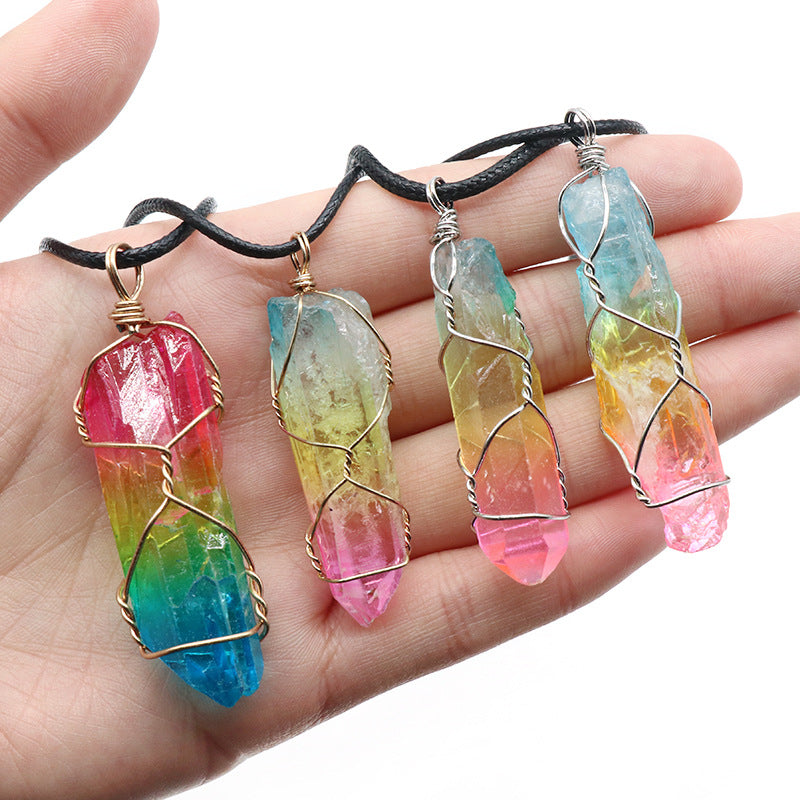 Crystal Pillar Necklace – Tree of Life Fashion Pendant - Image 3