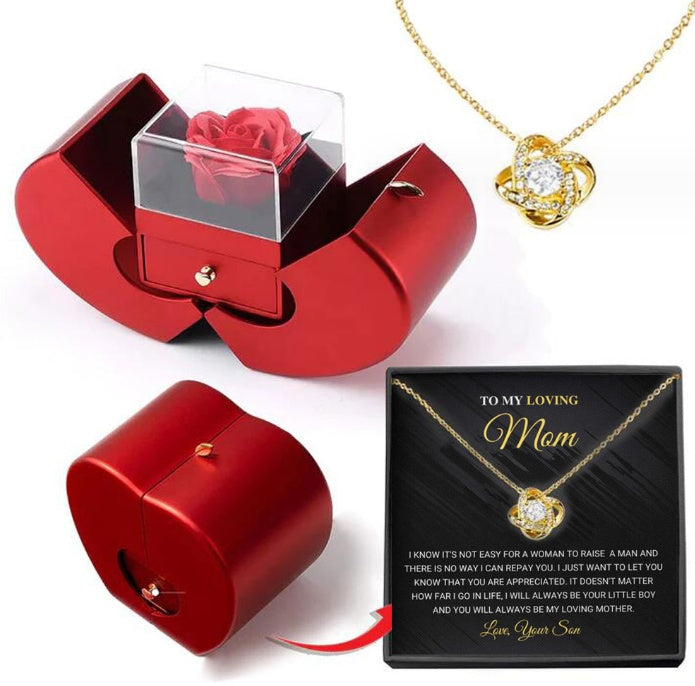 Red Apple Rose Jewelry Box – Heart Necklace Gift Set - Image 17