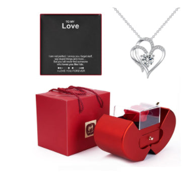 Red Apple Rose Jewelry Box – Heart Necklace Gift Set - Image 19