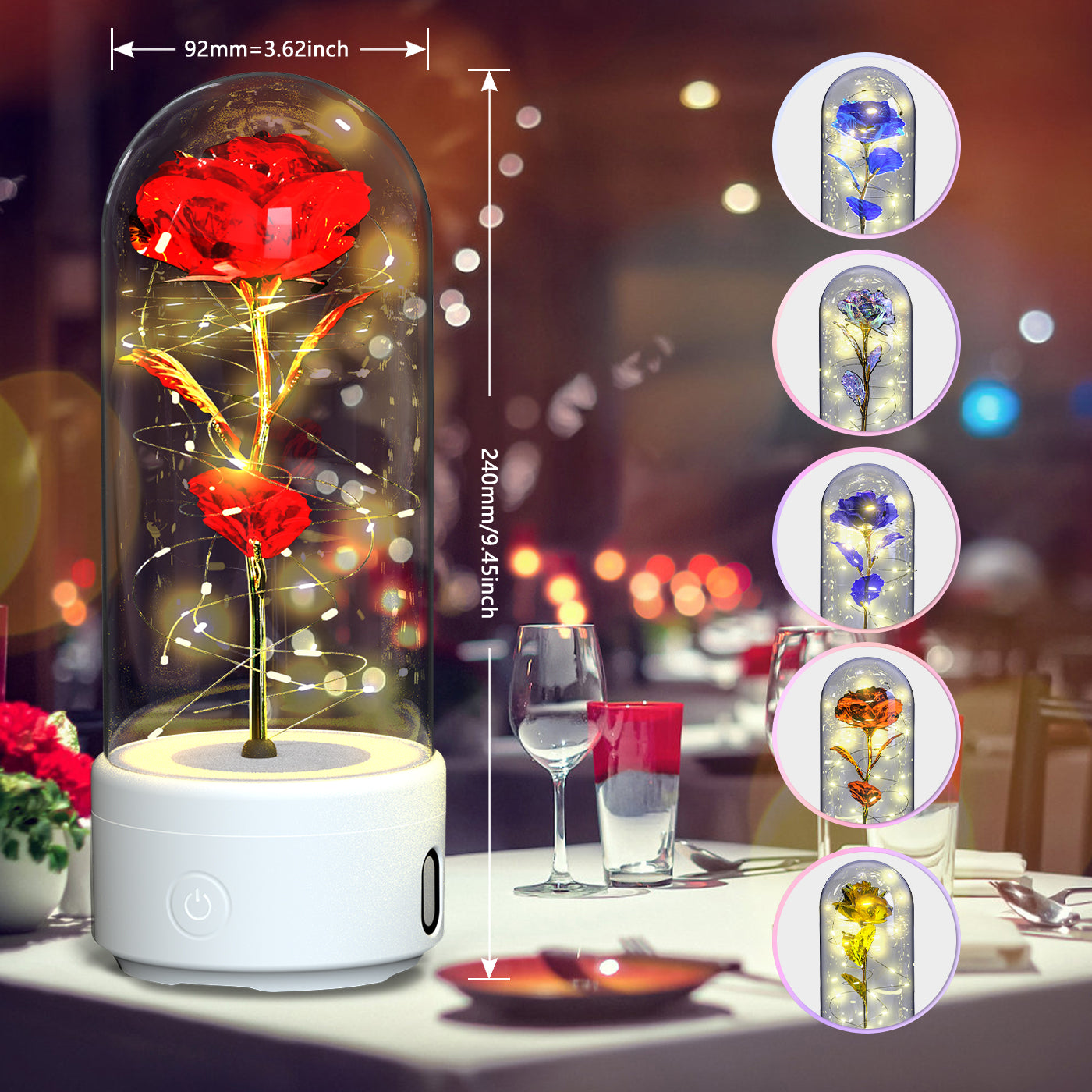 2-in-1 LED Eternal Rose – Bluetooth Speaker Glass Dome Gift - Image 7
