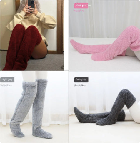 Women’s Over-Knee Fuzzy Socks – Winter Warm Long Stockings - Image 35