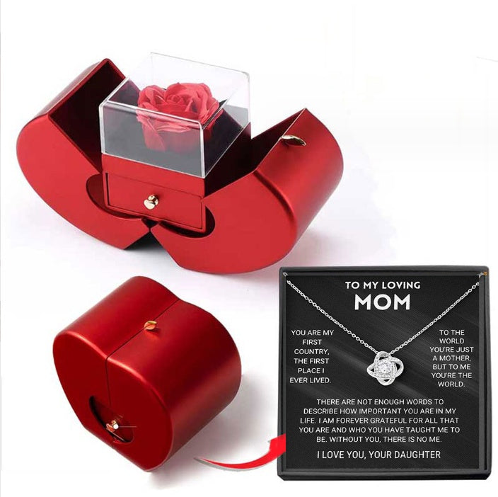 Red Apple Rose Jewelry Box – Heart Necklace Gift Set - Image 14