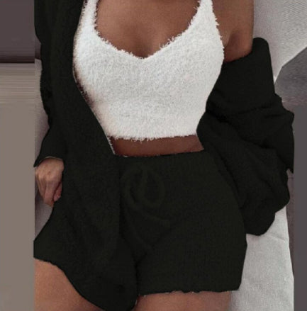 Women’s 3 Piece Loungewear – Long Sleeve Top & Shorts Set - Image 5