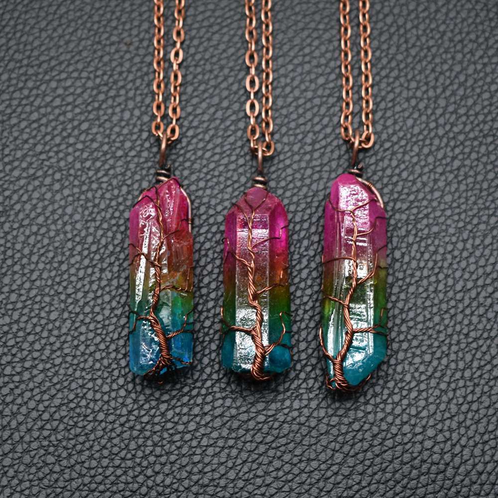 Crystal Pillar Necklace – Tree of Life Fashion Pendant - Image 5