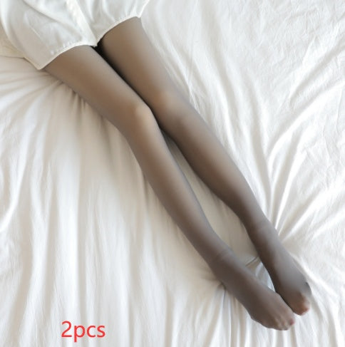 Women’s Fleece-Lined Thermal Tights – Fake Translucent Plus Size Leggings - Image 20