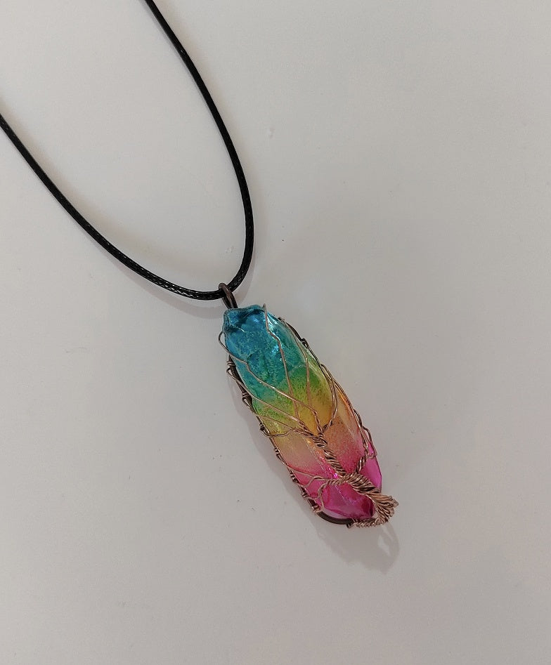 Crystal Pillar Necklace – Tree of Life Fashion Pendant - Image 7