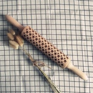 Christmas Embossing Rolling Pin – Wooden Baking Tool