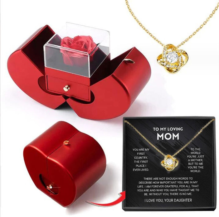 Red Apple Rose Jewelry Box – Heart Necklace Gift Set - Image 13