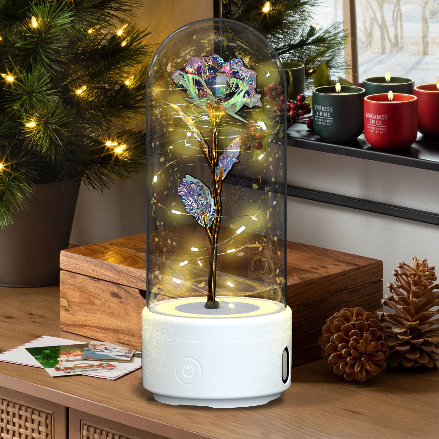2-in-1 LED Eternal Rose – Bluetooth Speaker Glass Dome Gift - Image 8
