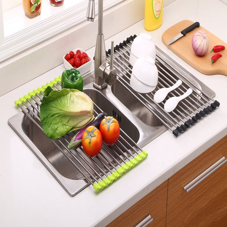 Foldable Stainless Steel Sink Rack – Kitchen Drying Organizer