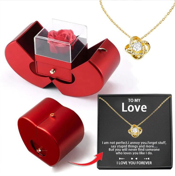 Red Apple Rose Jewelry Box – Heart Necklace Gift Set - Image 11