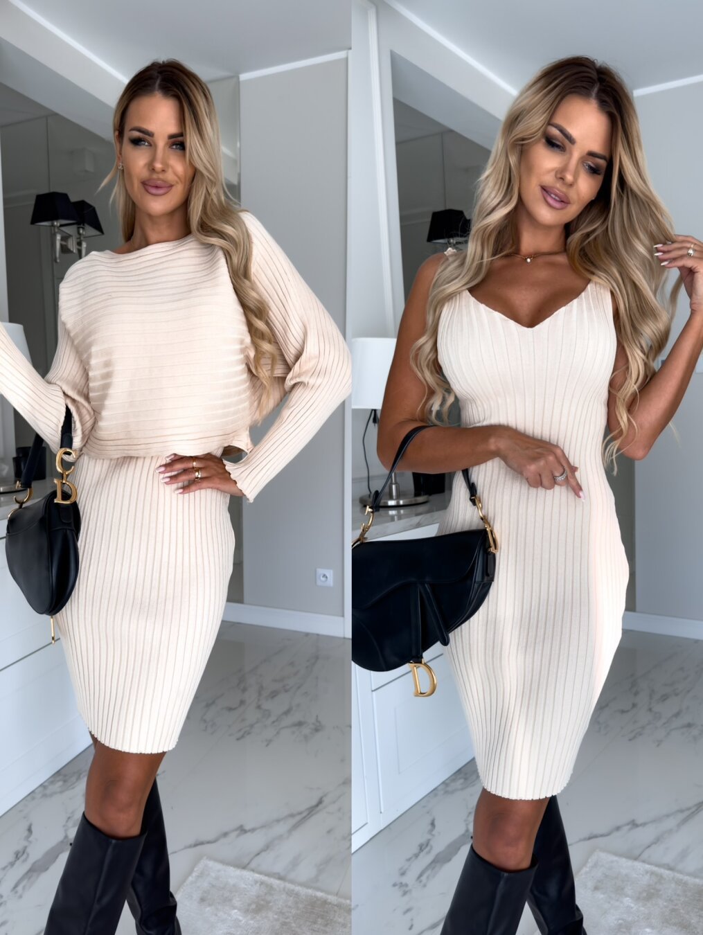 Women’s 2-Piece Outfit Set – Long Sleeve Top & Suspender Skirt - Image 7