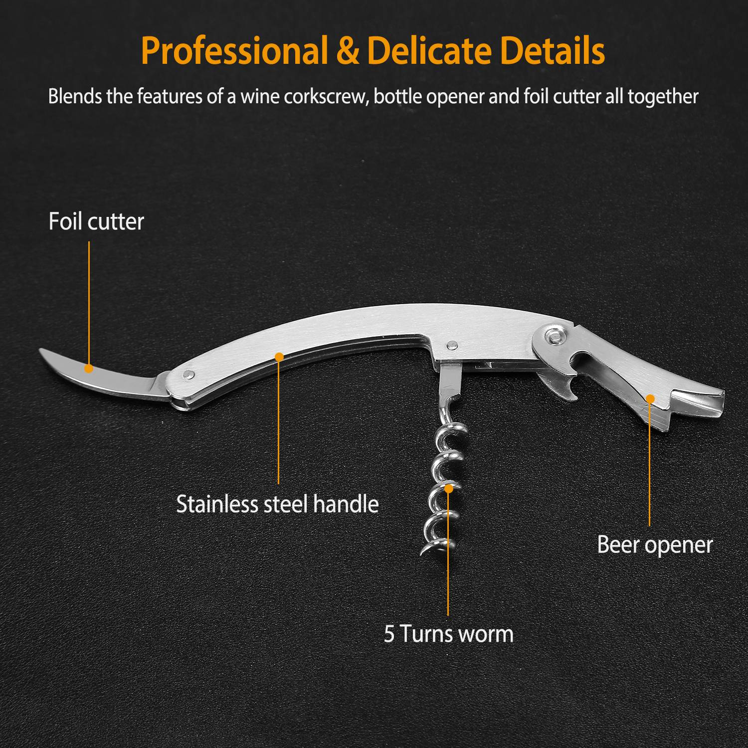 3-Piece Wine Opener Set – Corkscrew Foil Cutter & Stopper - Image 7