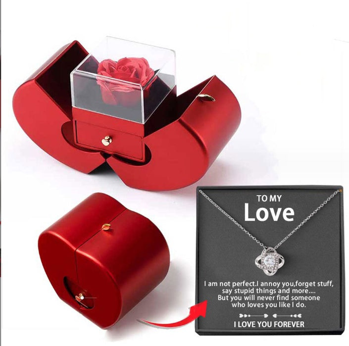 Red Apple Rose Jewelry Box – Heart Necklace Gift Set - Image 12