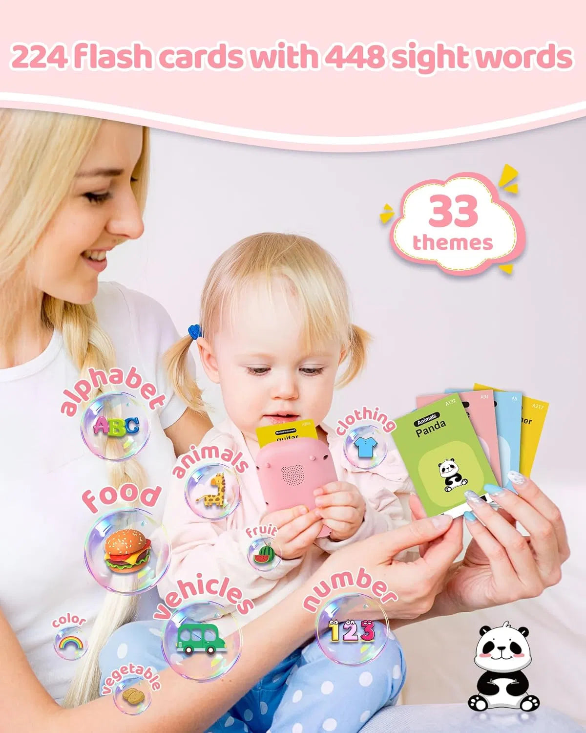 Talking Flash Cards for Kids – 224 Sight Words Montessori Learning Toy - Image 3