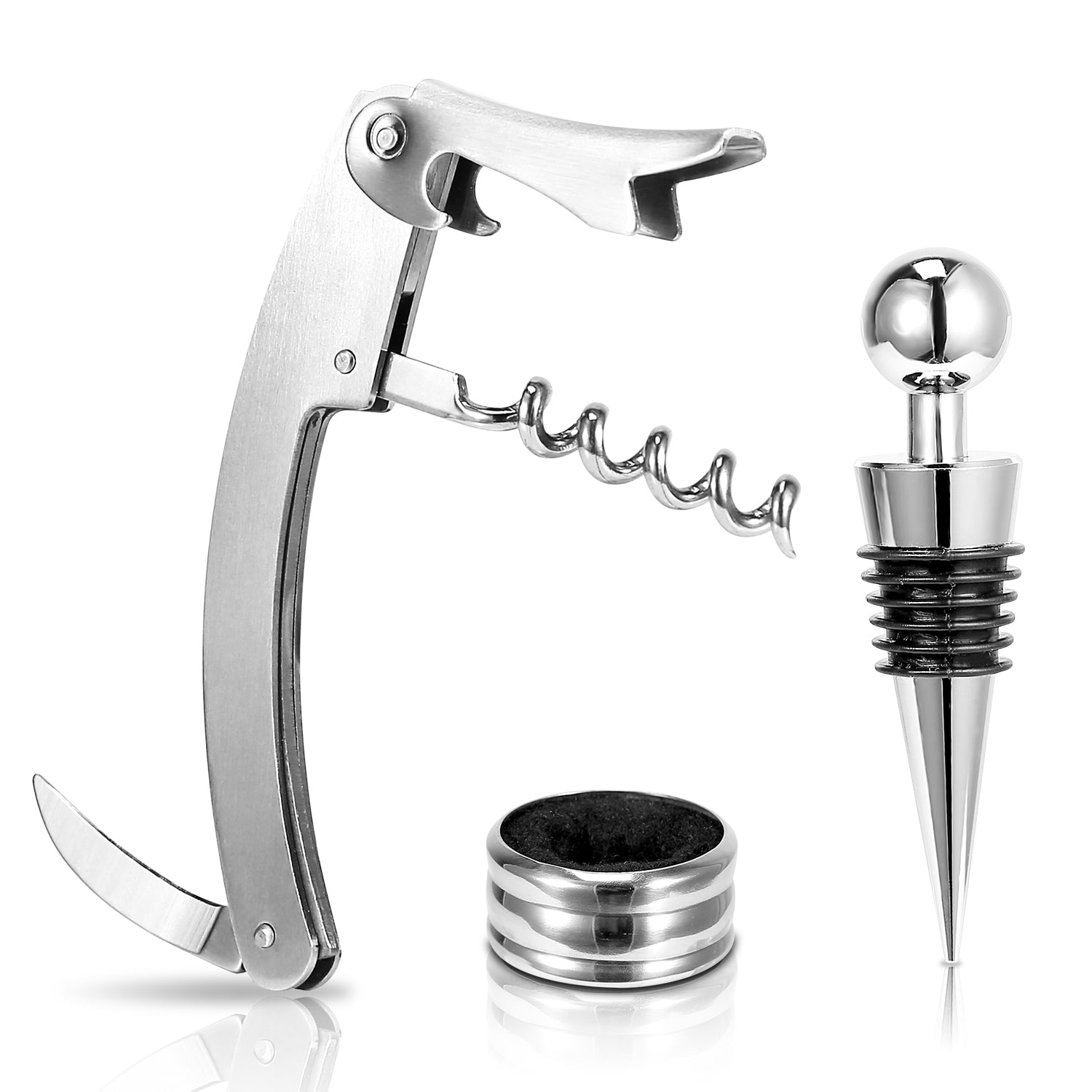3-Piece Wine Opener Set – Corkscrew Foil Cutter & Stopper - Image 10